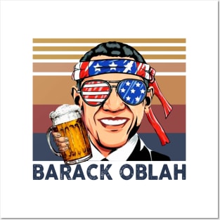 Barack Obama US Drinking 4th Of July Vintage Shirt Independence Day American T-Shirt Posters and Art